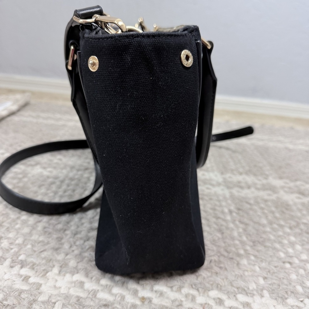 Saint‎ Sofia London Black Canvas Satchel Crossbody Gold Hardware Structured Bag - Picture 6 of 11